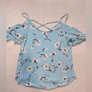 Light blue floral off the shoulder top size small